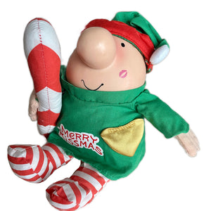 Rare Vintage Christmas Ziggy Plush MERRY KISSMAS Message Doll Stuffed Toy Santa's Elf by Russ 7" 2005 Collectible