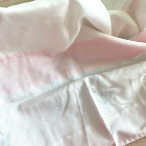 Elegant Feminine White & Pink Gingham Stripe Meadow Flowers Embroidered Valance Lined 18" x 70" Cotton