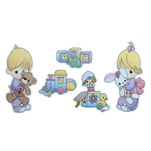 New Vintage Precious Moments Baby Nursery Wall Art 5-Piece Set Decor Decals Boy Girl with Toys 2001