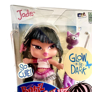 Bratz Babyz Doll Jade Glow In The Dark Hair Flair 4.5" with Pet Cool Kat Girls with Passion for Fashion NIB Toy Vintage 2007 NEW