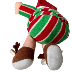 Vintage Ziggy Christmas Elf Reindeer Slippers Plush Rag Doll I LOVE YOU 7" 1988 Collectible Tom Wilson Soft Plush Stuffed Toy Red Green Striped Top & Santa Hat