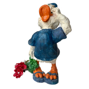 Vintage Suzy’s Zoo White Duck Jack Quacker with Flowers Collectible Figurine Statue by Suzy Spafford United Design Corp Rare
