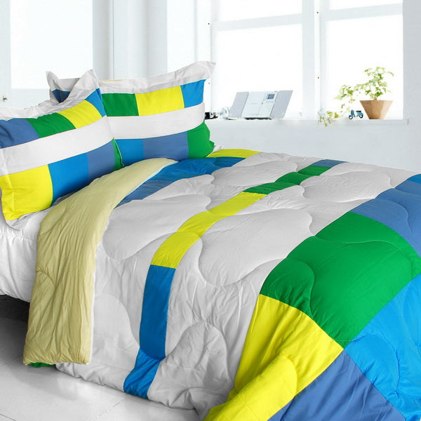 Comforter Sets Boys King Size Bedding Blue Green Yellow White