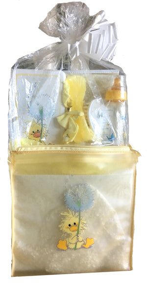 Vintage New Little Suzy's Zoo 11pc Baby Shower Gift Set -  Diaper Bag, Bottle, Comb & Brush, Feeding Set, Changing Pad Unisex Yellow Baby Duck