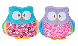 Plush Owl Pillow 15" x 14" Blue or Purple Floral Print Shaped Super Soft Kid Girl Blue or Purple Bed Room Decor