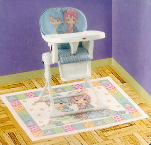 Tapis de sol de protection en vinyle pour bébé et tout-petit, motif vintage Precious Moments, pour chambre d'enfant, cuisine, salle de bain, couvertures et pyjamas classiques pour garçon et fille, grand format, 3 pi x 4 pi