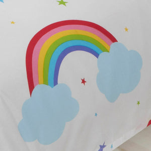 Rainbow Striped Kids Bedding Duvet / Comforter Cover Set with Clouds Toddler Twin Full or Curtains