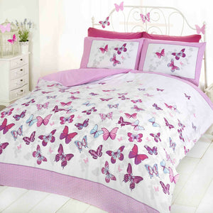 Pink Fluttering Butterfly Girl Bedding Duvet Comforter Cover Set Twin Full or Queen Size