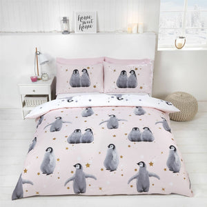 Star Penguins Pink or Blue Kids Bedding Duvet / Comforter Cover Set Twin Full Queen