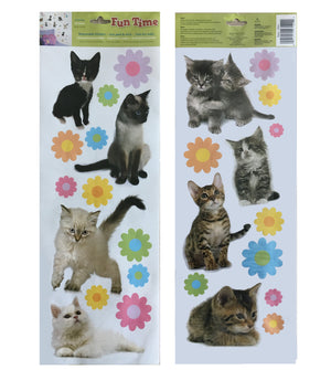 Cute Kittens Little Kitties Cat Wall Decals Stickers Scrapbooking Peel & Stick with Flowers