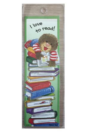Suzy's Zoo Ollie avec un marque-page en forme de pile de livres - J'adore lire ! Suzy Spafford Vintage