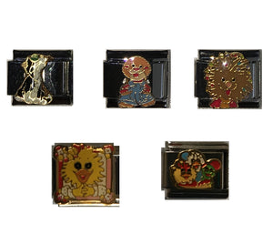 Bracelet italien Suzy's Zoo avec breloques en acier inoxydable