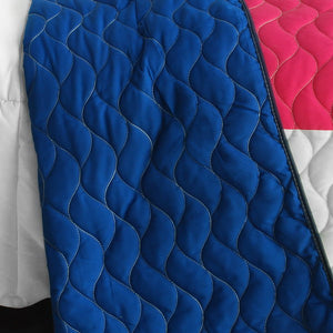Blue White Green & Hot Pink Geometric Teen Bedding Full/Queen Quilt Set Modern Bedspread - Back