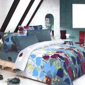 Modern Grapevine Leaf Print Bedding Duvet Cover Sets Twin or Full Gray Blue Burgundy