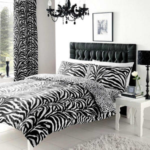 Parure de lit avec housse de couette et couette à imprimé animal zèbre et léopard noir et blanc pour lit double, complet et queen size