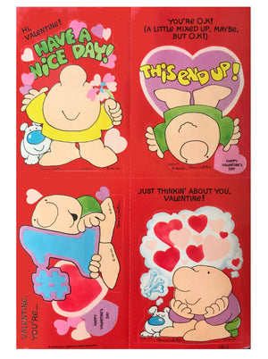 Vintage Ziggy Valentine Cards with Sticker & Envelopes 4 CT Tom Wilson Comic Collectible