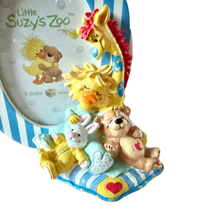 Little Suzy's Zoo Little Animals Sleeping Snoozy Time Patches Giraffe & Witzy Duck Keepsake Baby Photo Frame for 3.5" x 5" Photo Baby Shower Keepsake Gift