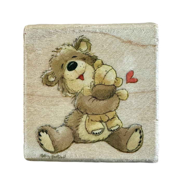 New Vintage Bear Love Hugging Bears Suzy's Zoo Wooden Rubber Stamp by Rubber Stampede 2798C