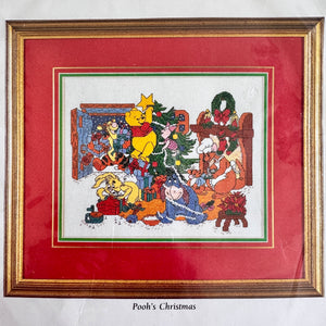 Vintage New Rare Disney Catalog Winnie The Pooh Bear Christmas Counted Cross Stitch Kit 1970's #12890