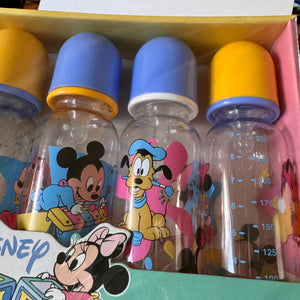 Vintage New Rare Disney Babies Baby Bottles 9oz - 6-Pack Mickey Minnie Mouse Dog Pluto 6-18 Months Fast Flow Nursers