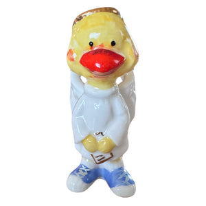 Vintage Suzy’s Zoo Christmas Boy Duck in Angel Costume Candle Hugger Porcelain Figurine Collectible Statue by Suzy Spafford Enesco Rare 1978