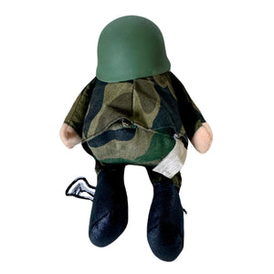 Poupée en peluche Ziggy vintage de 1986, 7 pouces, soldat de l'armée américaine, jouet doux à collectionner, motif camouflage et cœur d'amour