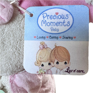 Vintage Rare Talking Precious Moments 9" Baby White & Pink Girl Bunny Rabbit Plush Soft Rag Doll Says Lord's Bedtime Prayer Pal Collectible Stuffed Animal Praying Toy