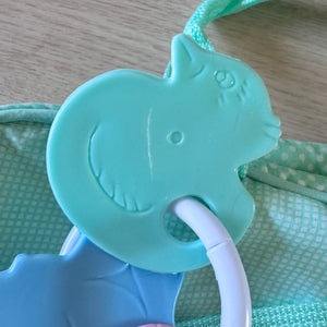 Vintage Rare New Precious Moments Style Green Boy Medium Diaper Bag with Bonus Teething Toy Ring Elegant Kids 2000 Baby Shower Gift