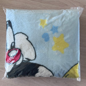 RARE Vintage NEW Baby Looney Tunes Sylvester Cat & Tweety Bird Baby Fleece Minky Plush Crib Blanket 30" x 41" Blue 1999 Moon & Stars