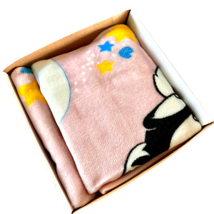 RARE Vintage NEW Baby Looney Tunes Pink Sylvester Cat & Tweety Bird Baby Fleece Minky Plush Crib Blanket 30" x 41" Printed Throw 2000 Moon & Stars