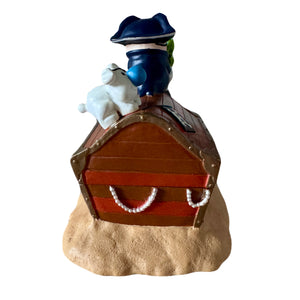 Vintage Pirate On A Treasure Chest Ziggy & Dog Fuzz Figurine by Tom Wilson Collectible 6" Trinket Storage Box 1998 Dylan Designs