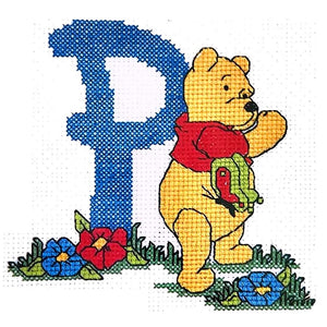 Disney Winnie The Pooh's Alphabet Letter P Counted Cross Stitch Kit A20 or PDF Chart Pattern Instructions Designer Stitches by Debbie Minton 4" x 3 3/4"