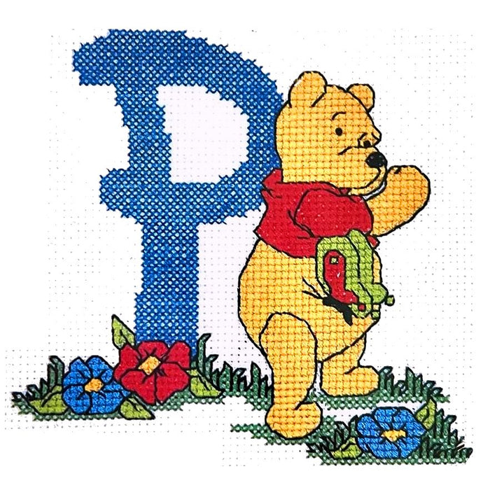 Disney Winnie The Pooh's Alphabet Letter P Counted Cross Stitch Kit A20 or PDF Chart Pattern Instructions Designer Stitches by Debbie Minton 4" x 3 3/4"