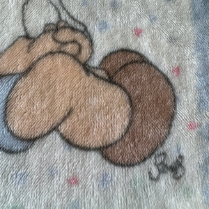 Vintage Rare Deluxe Precious Moments JUST PRECIOUS Baby Crib Blanket Girl Boy & Puppy Dog Luxury Plush Minky Throw 30" x 45"