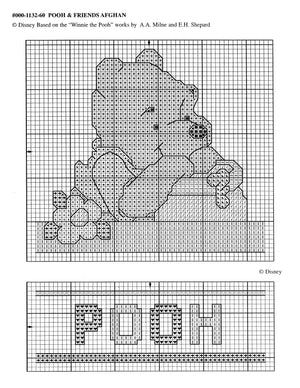 Vintage New Winnie The Pooh & Friends with Names & Flower Pooh with Piglet Tigger Eeyore Cross Stitch Keepsake Cotton Baby Blanket Afghan Kit 34" x 43 1/2"