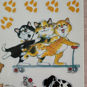 Lot de 5 autocollants vintage pour fenêtre 12" x 17" Feuille Wags &amp; Whiskers Chats et chiens École Salle de classe Enseignant Produit