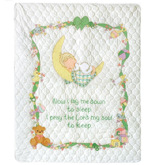 Vintage Precious Moments Counted Cross Stitch Blanket Quilt PDF Chart Instructions Pattern - 'Baby's Prayer' Quilt Crib Throw 'Now I Lay Me Down To Sleep' 2002