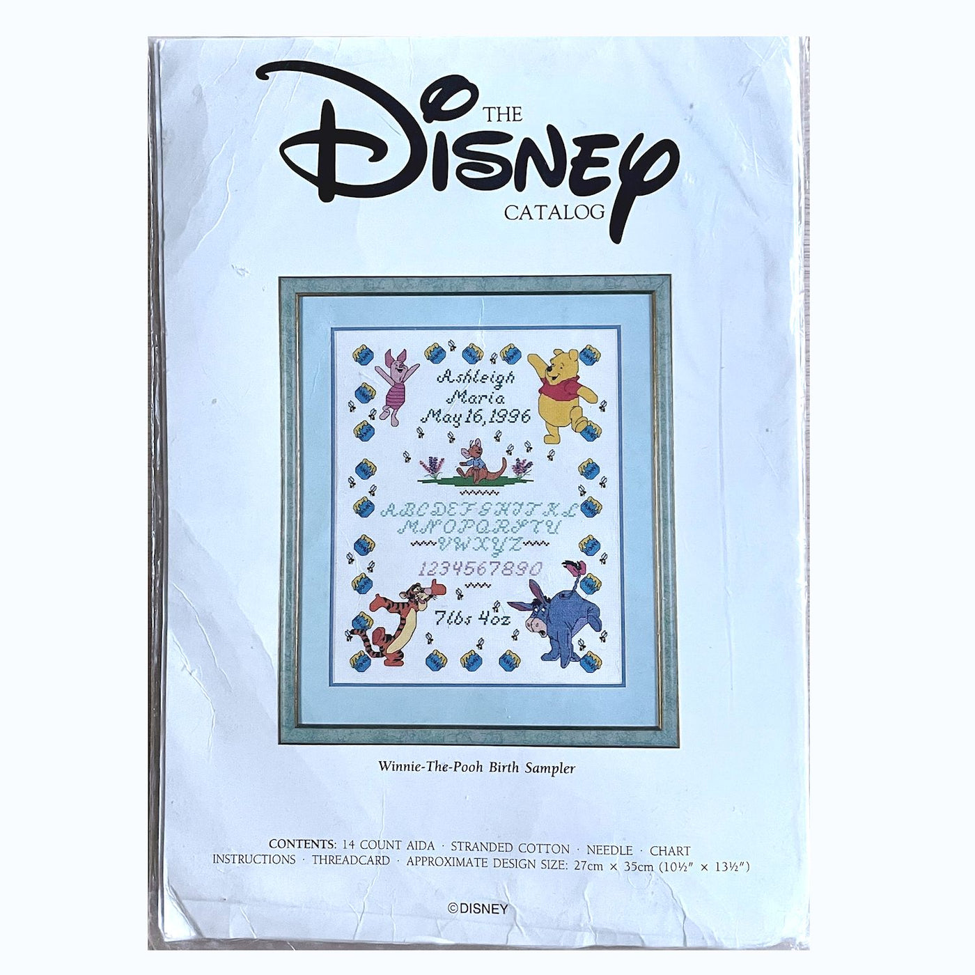 Vintage New Disney Catalog Winnie The Pooh Alphabet Counted Cross Stit –