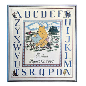 Vintage Original Classic Winnie The Pooh & Piglet ABC Alphabet Counted Cross Stitch Kit or PDF Pattern Chart Instructions Keepsake Baby Birth Announcement Record Sampler 1997
