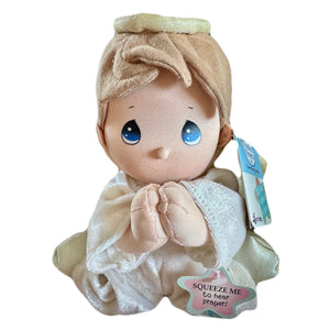 Vintage Talking Precious Moments Baby Boy Angel Prayer Pal Plush Doll 9" Soft Rag Praying Toy Collectible Baby Shower Gift
