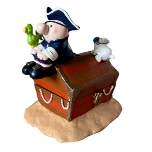 Vintage Pirate On A Treasure Chest Ziggy & Dog Fuzz Figurine by Tom Wilson Collectible 6" Trinket Storage Box 1998 Dylan Designs