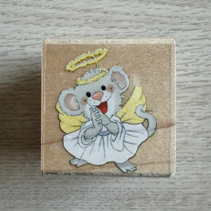 New Vintage Angel Mouse Suzy's Zoo Wooden Rubber Stamp by Rubber Stampede 2805C