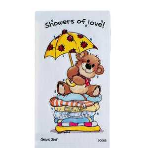 Feuille d'autocollants vintage rare de Suzy's Zoo Showers of Love ! Bébé ours à un seul personnage 2" x 3,5"