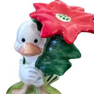 Rare Vintage Suzy’s Zoo Christmas White Duck Bone China Figurine Collectible Statue by Suzy Spafford 1979 Enesco