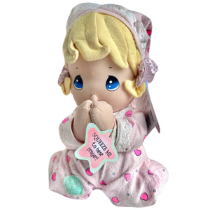 Vintage Talking Precious Moments 9" Baby Girl Plush Prayer Pal Doll Soft Rag Pink Pajamas PJs Bedtime Praying Toy Baby Shower Gift