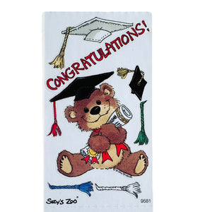 Vintage Rare Suzy’s Zoo Willie Bear Congratulations Graduation Single Character Sticker Sheet 2" x 3.5"