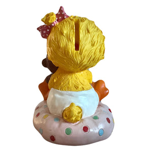 Vintage Collectible Suzy’s Zoo Coin Bank Plastic Rubber Figurine Statue by Enesco Suzy Ducken & Willie Bear Hugs To You 1990's