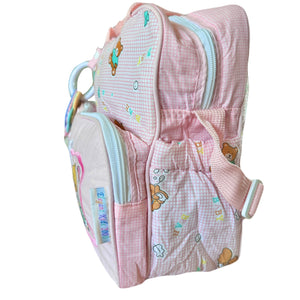 Sac à langer vintage rare et neuf de style Precious Moments pour fille, rose, taille moyenne, avec anneau de dentition, élégant pour enfants, 2000