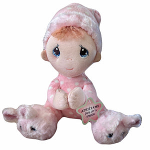 Aurora Precious Moments Talking Spanish Praying Brunette Hispanic Girl Doll Bedtime Prayer Pal 11" Plush Toy with Bunny Slippers Baby Shower Gift