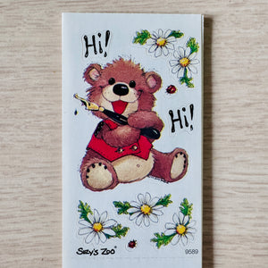 Vintage Rare Suzy’s Zoo Hi! Willie Bear Single Character Sticker Sheet 2" x 3.5"